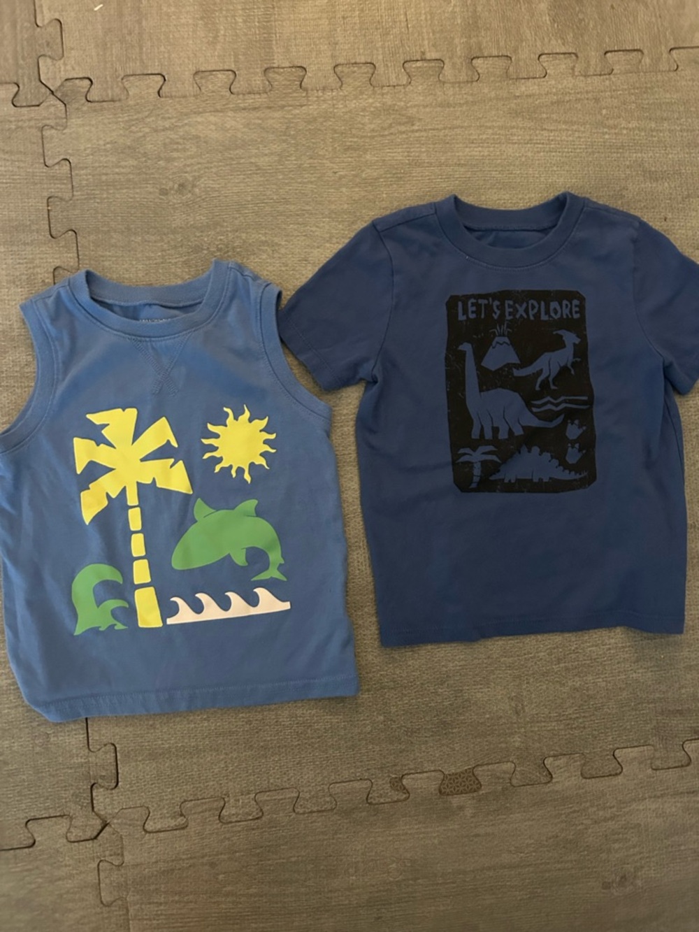 Garanimals Blue Tank & Tee Set with Yellow, Green, and Navy Graphics